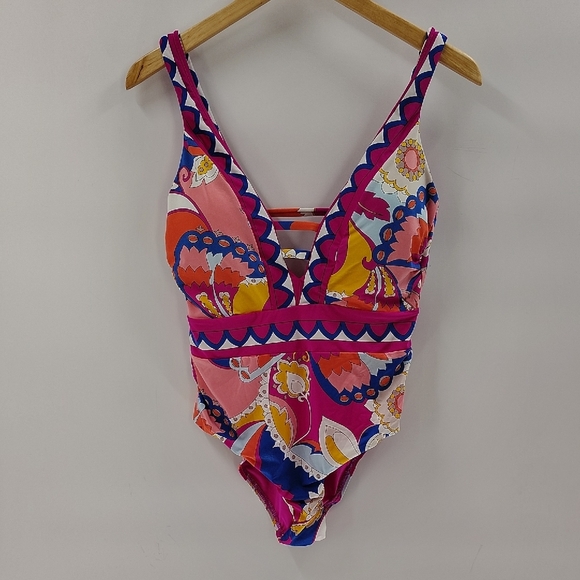 Trina Turk Other - Trina Turk Sevilla Strappy Plunge One Piece Swimsuit Size 12 Multicolor